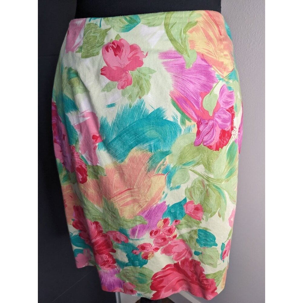 Vintage‎ 90's y2k Talbots Cotton Floral Skirt - 6 - Made in USA - Picture 2 of 9